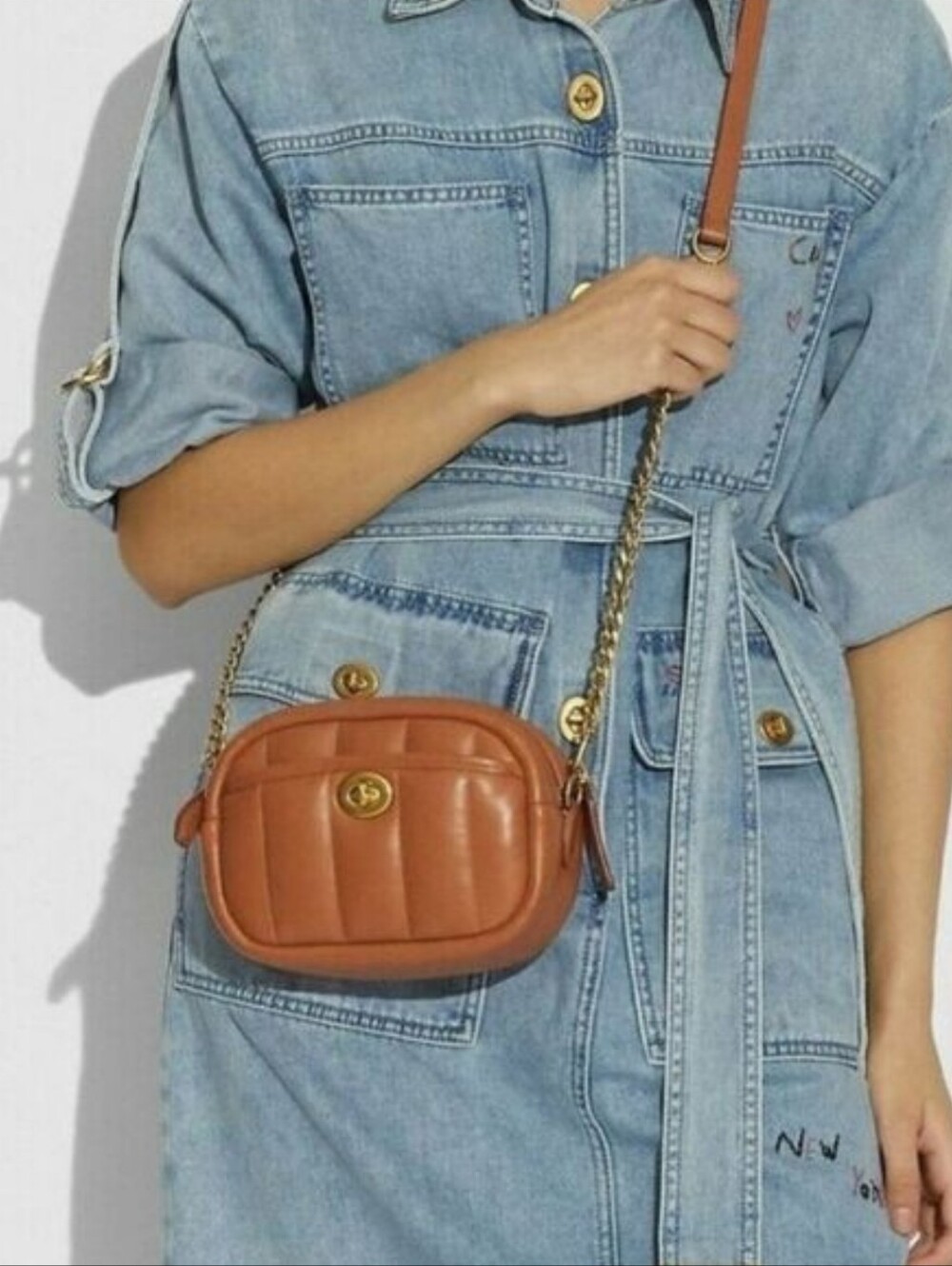Coach 1941 Quilted Leather Crossbody Camera bag in Canyon - Picture 12 of 12
